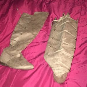 Tan knee high boots